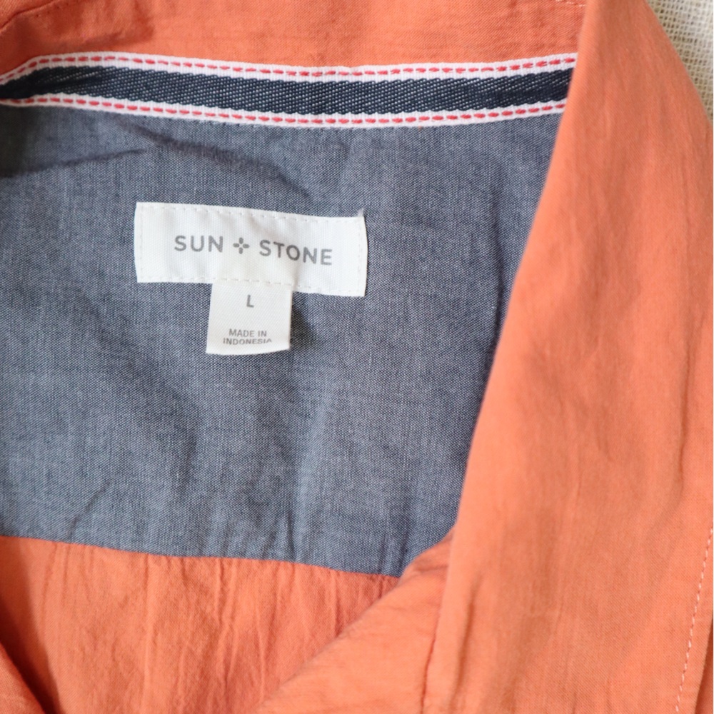 Sun + Stone Orange Button Down Shirt - image 6